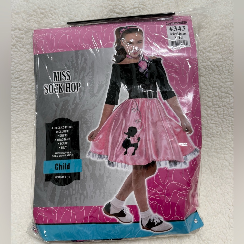 Girls Miss Sock Hop Halloween Costume Sz M 8-10